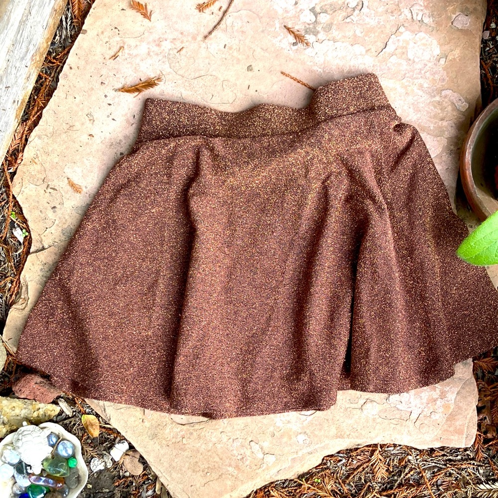 Gold sparkly skater skirt